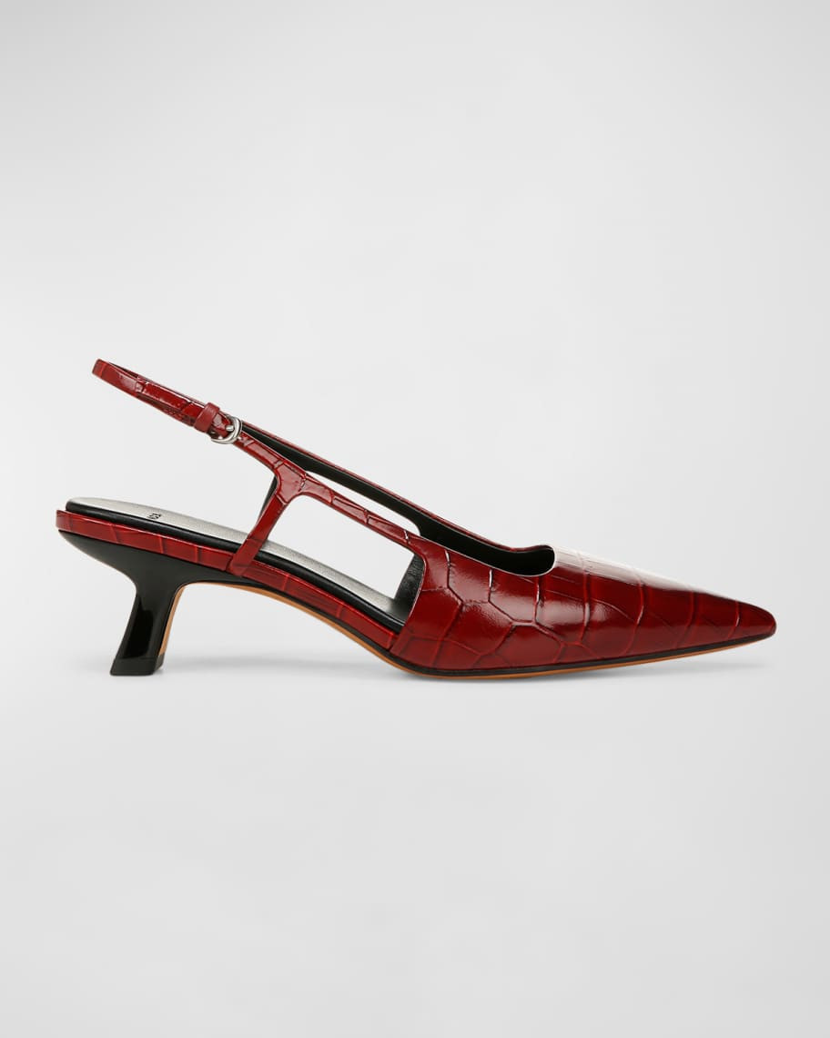 Bianca Croco Kitten Slingback Pumps | Neiman Marcus