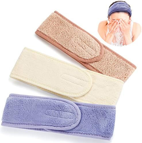 Amazon.com : Whaline 4 Pack Spa Facial Headband Super Absorption Makeup Hair Wrap Adjustable Cora... | Amazon (US)