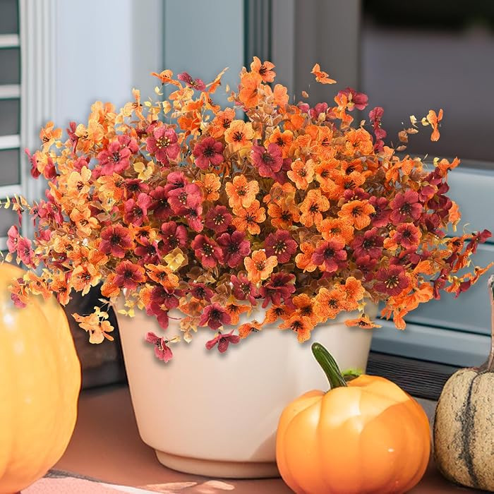 INQCMY Artificial Fake Fall Plants Flowers for Outdoor Outside Decoration | Amazon (US)