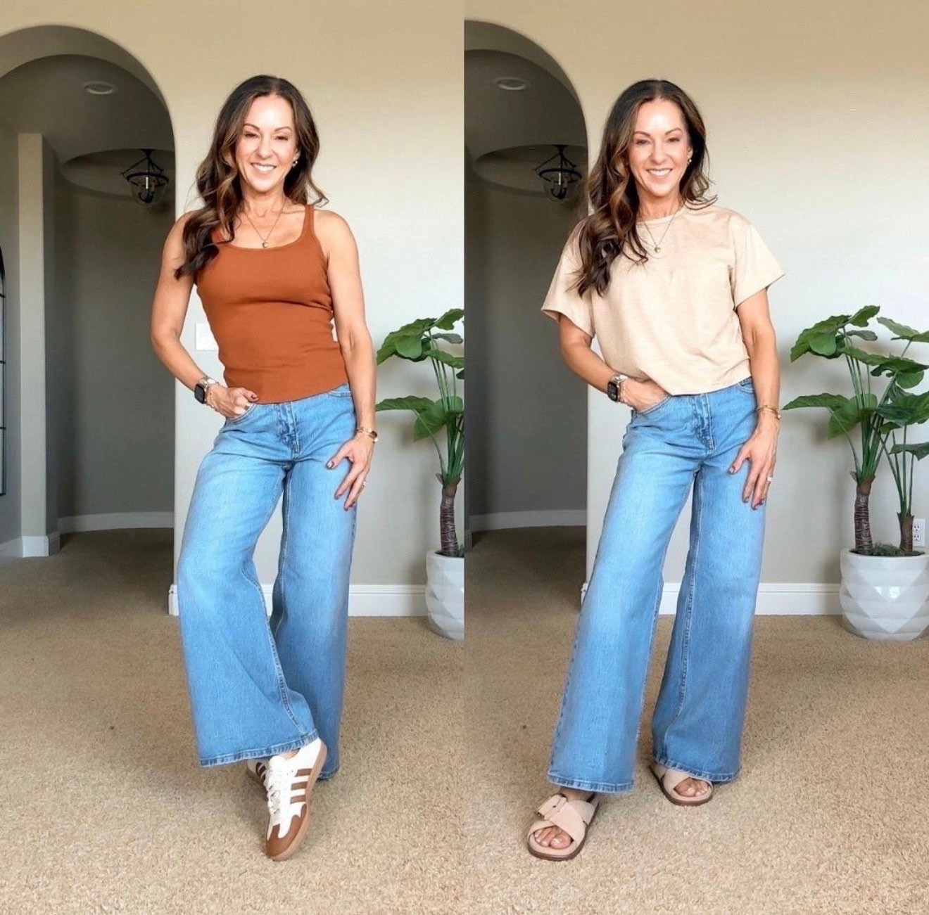 These wide leg jeans have such a good shape without overwhelming a petite frame. I love the relaxed leg with the higher rise, and this lighter wash works now with tanks and tees but will transition right into fall with sweaters and jackets.

Wide leg jeans, Petite jeans, Light wash denim, High rise jeans, Casual outfit, Fall transition outfit, Petite fashion, Denim outfit, Everyday style, EverydayHolly

#LTKootd #LTKOver40 #LTKPetite