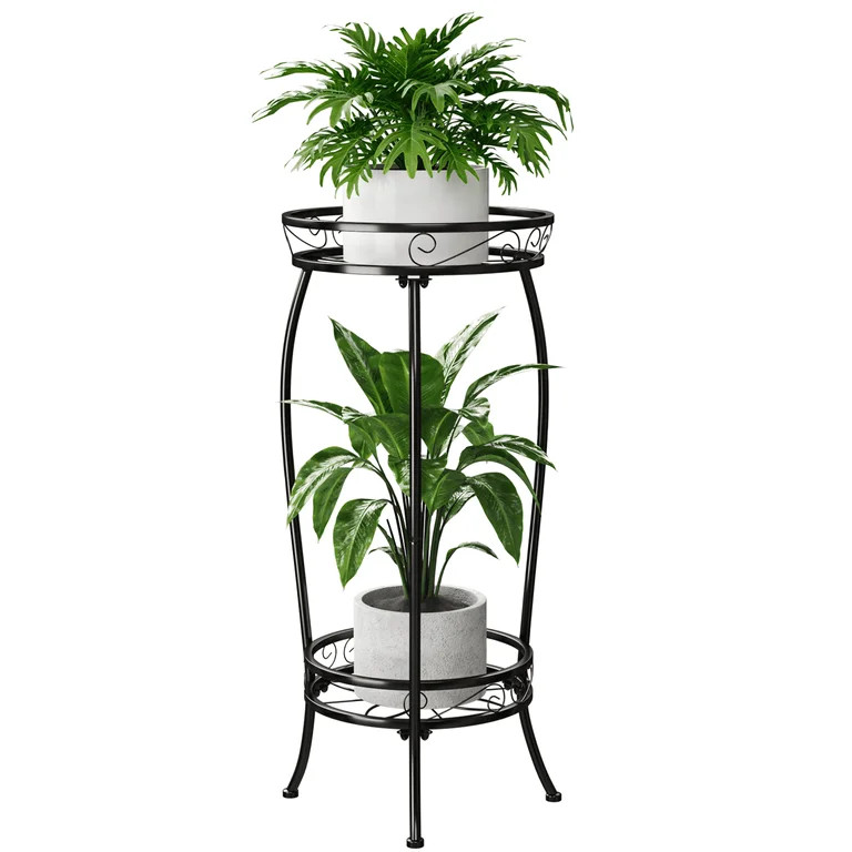 Bamworld Plant Stand Indoor Outdoor,Tall Black Metal Rustproof Stable Plant Stands,2 Tier Multipl... | Walmart (US)