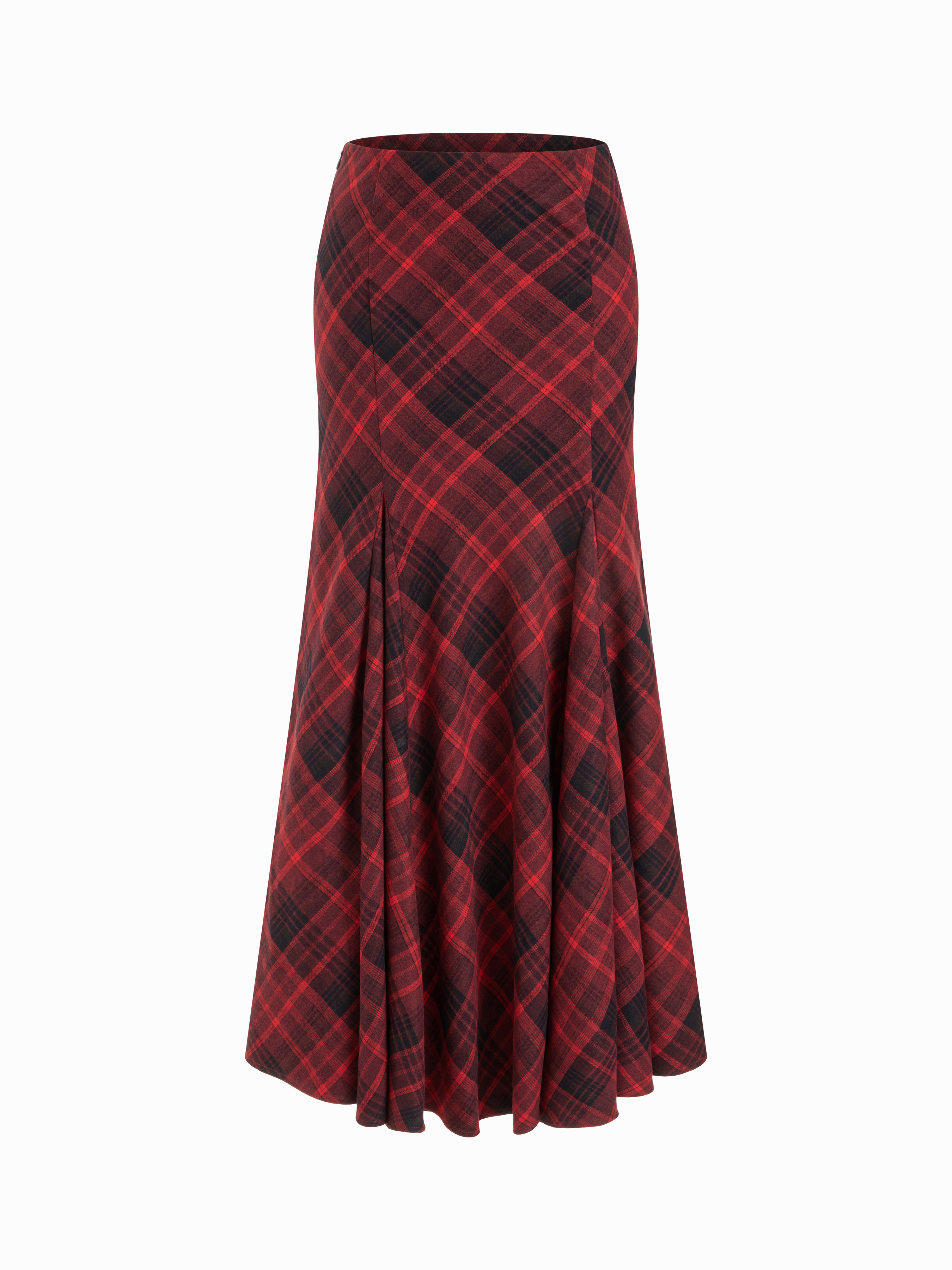 Wool-like fabrics Wool-look Plaid Low Rise Mermaid Maxi Skirt For Daily Casual | Cider