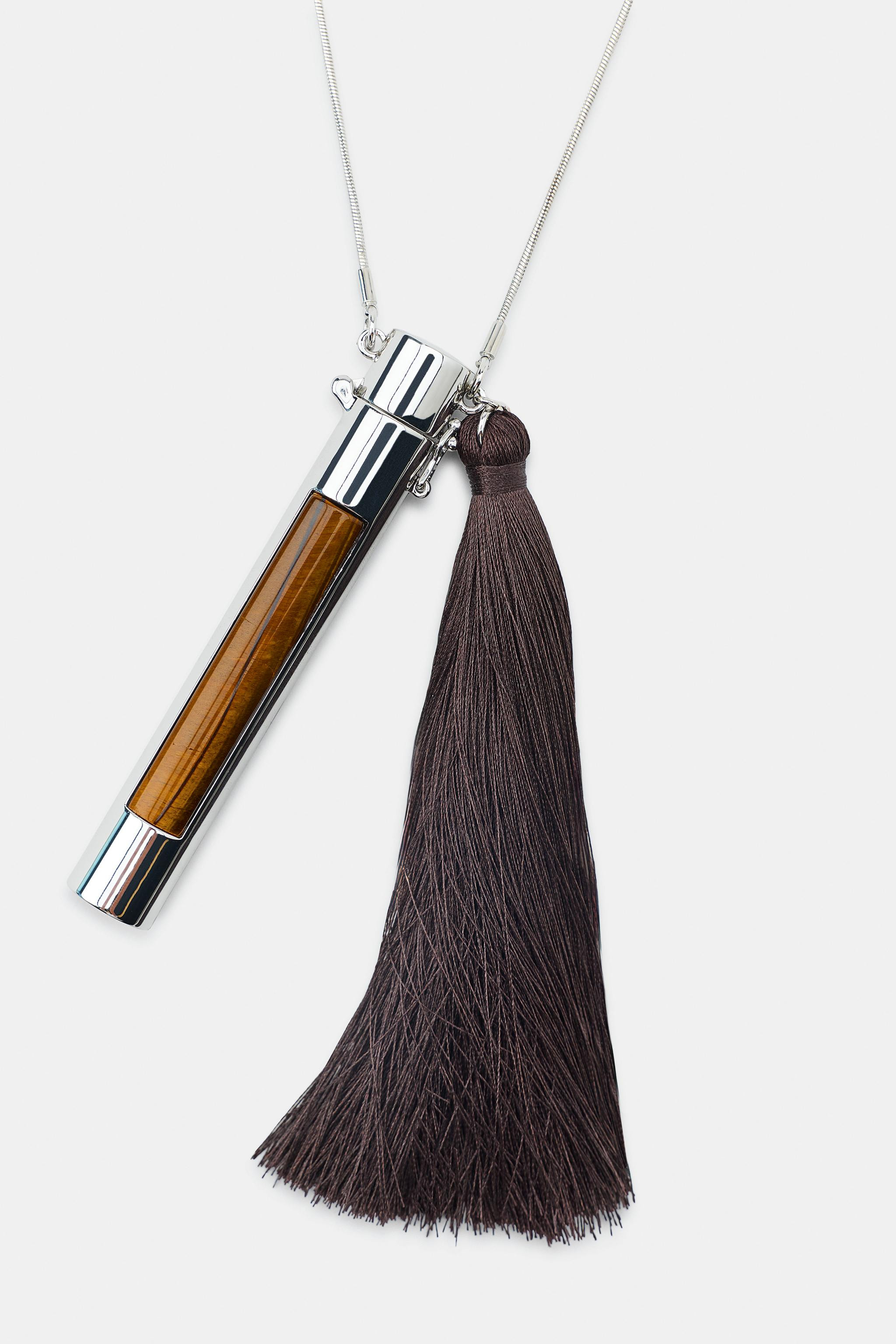 METAL FRINGED TUBE NECKLACE | Zara US