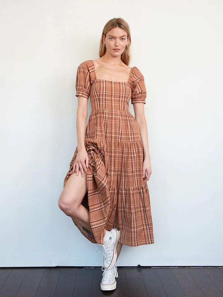 Eleanor Puff Sleeve Midi Dress | Verishop