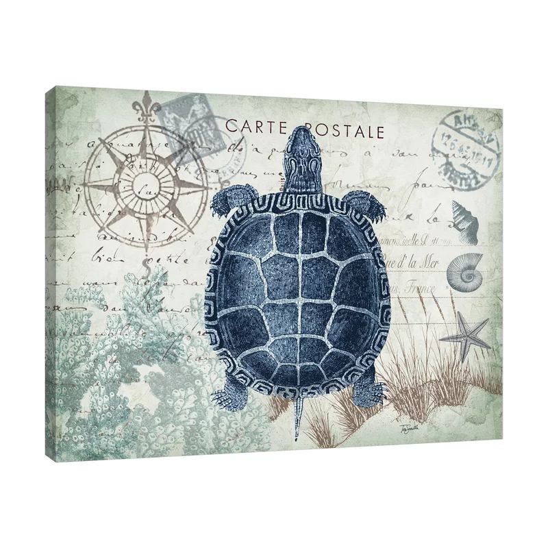 Seaside Postcard: Turtle by Tre Sorelle Studios - Wrapped Canvas Graphic Art | Wayfair North America