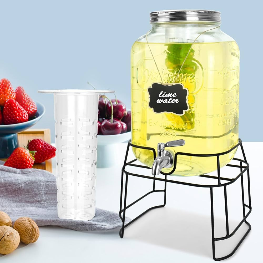 2 Gallon Glass Drink Dispensers For Parties,Beverage Dispensers With Stand And 100% Leakproof Sta... | Amazon (US)