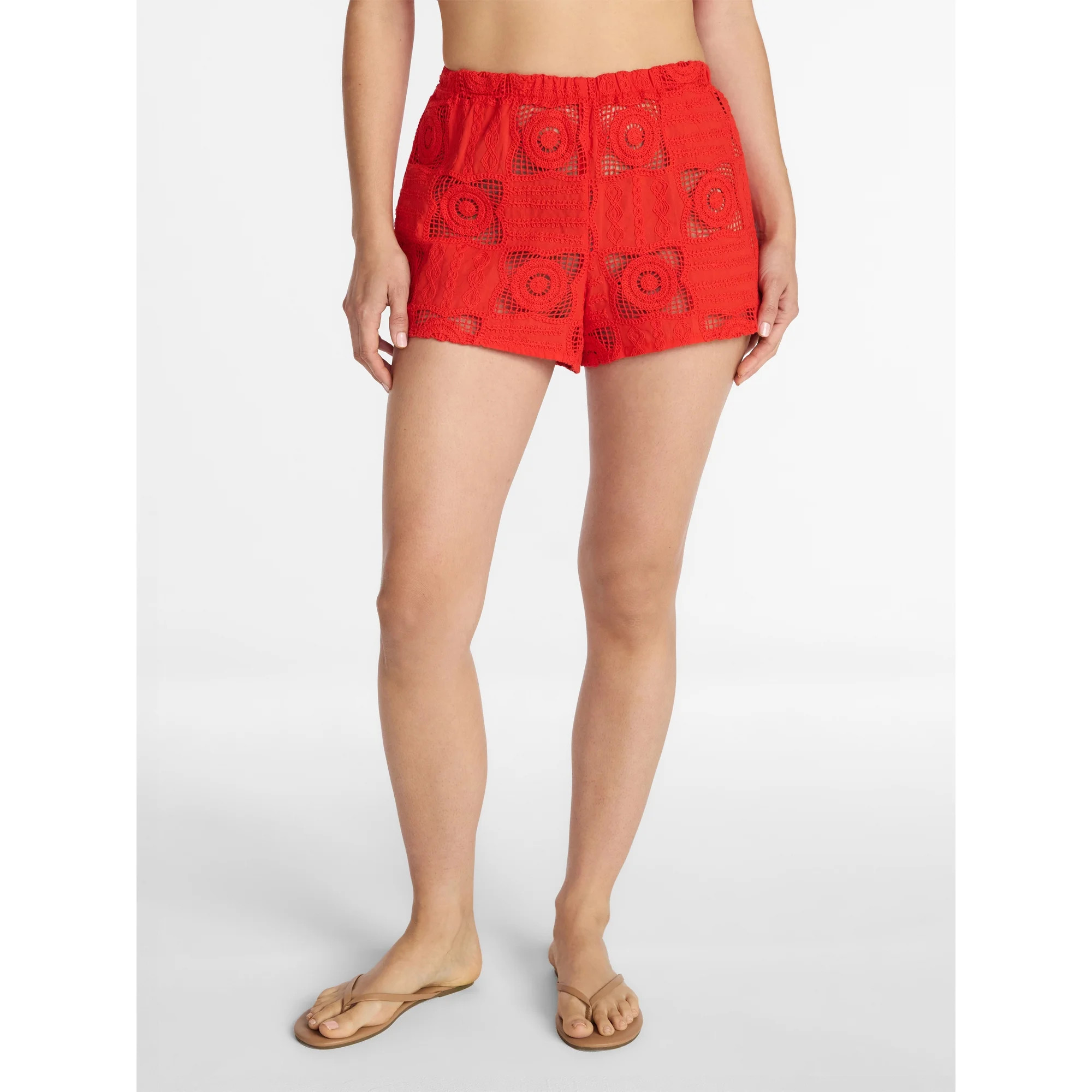 Time and Tru Women's and Women's Plus Cotton Crochet Coverup Shorts, Sizes XS-3X | Walmart (US)