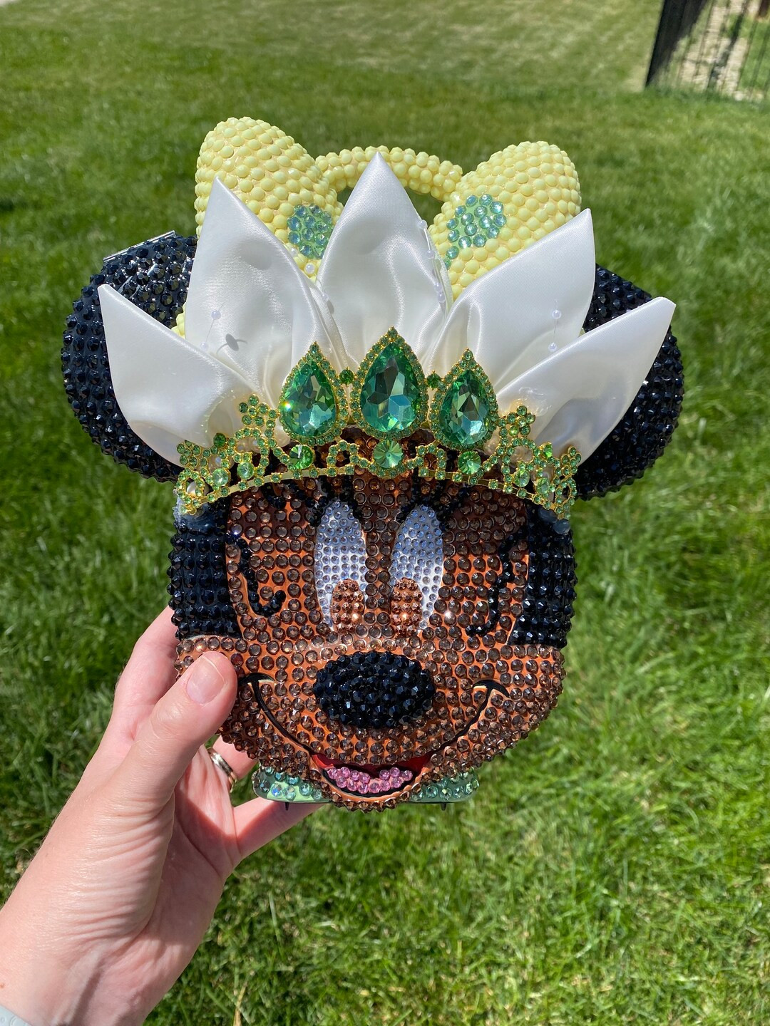 Almost There Princess Tiana Disney Inspired Minnie Mouse Bling Crossbody Bucket Bag - Etsy | Etsy (US)