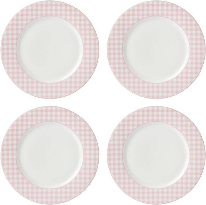 Lenox Gingham Pink Porcelain Valentine's Day Dinner Plate Set for 4 | Amazon (US)