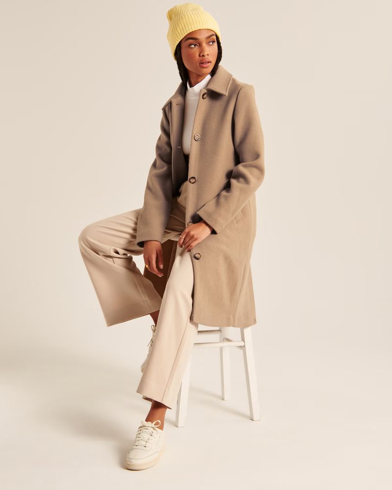 Women's Wool-Blend Mod Coat | Women's New Arrivals | Abercrombie.com | Abercrombie & Fitch (US)