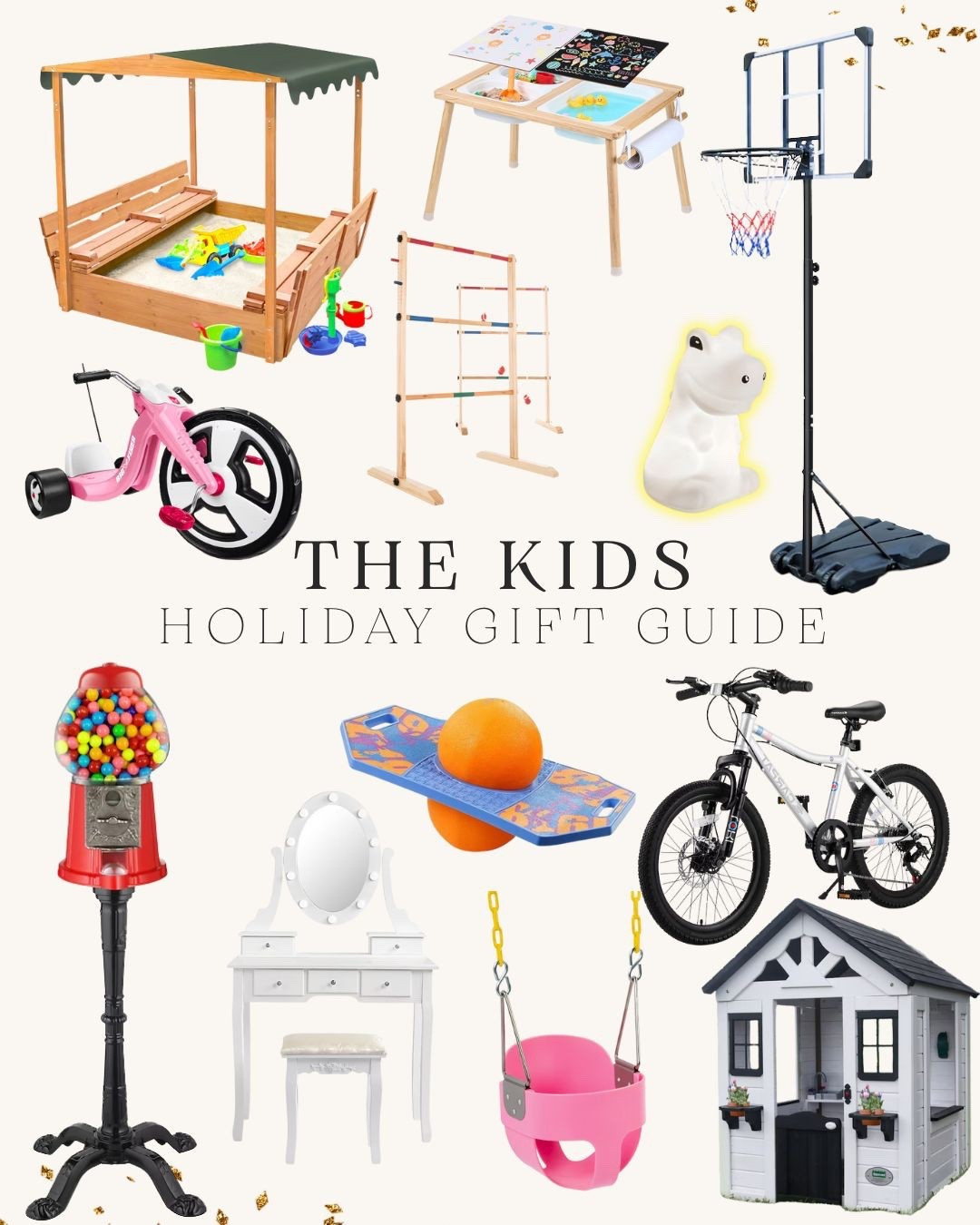 Gift Guide for the kids all from Lowe’s! Basketball hoop, playhouse, swing set, sand box, outdoor toys, gumball machine, bikes, makeup vanity, nightlights and sensory tables

#LTKGiftGuide #LTKCyberWeek #LTKKids