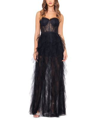 AQUA Strapless Lace Tulle Ruffle Gown - Exclusive  | Bloomingdale's Women | Bloomingdale's (US)