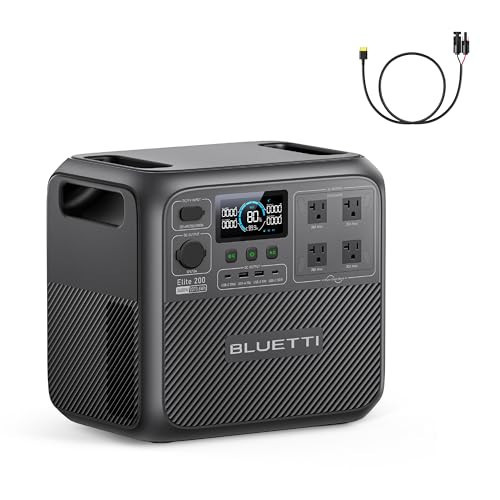 BLUETTI Elite 200 V2 Portable Power Station with Solar Charging Cable, 2073.6Wh LFP Battery Backup w/ 4 2600W AC Outlets, 17-Year Lifespan, Solar Generator for Camping, Off-grid | Amazon (US)