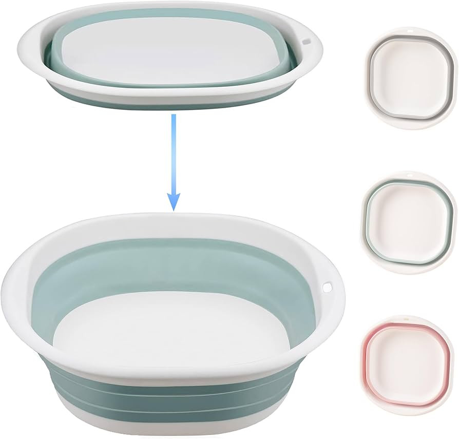 Collapsible Washing Up Bowl, Portable Wash Basin Silicone Plastic Basket Multipurpose Outdoor Tra... | Amazon (UK)