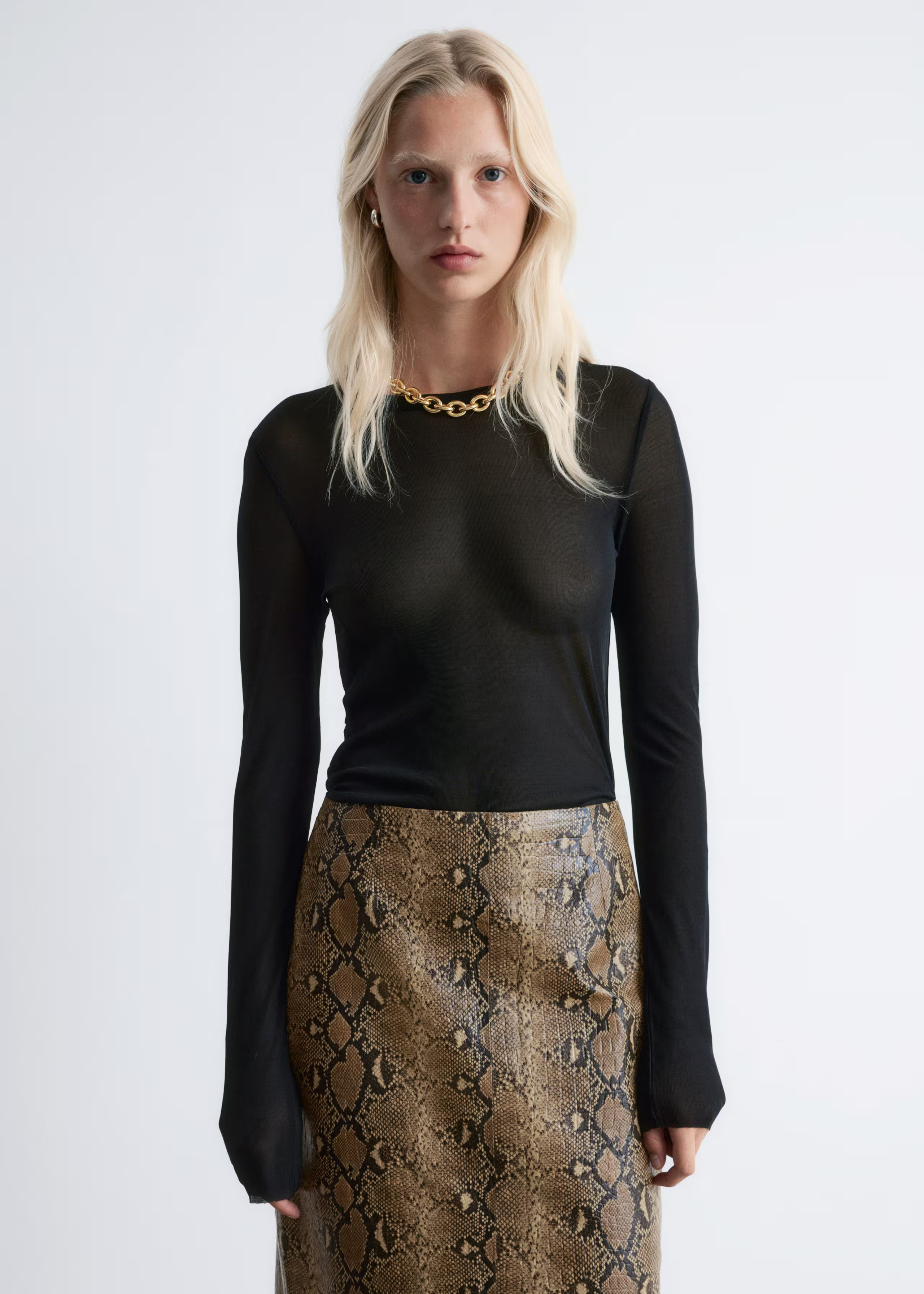 Snake Pattern Leather Midi Skirt | & Other Stories - US
