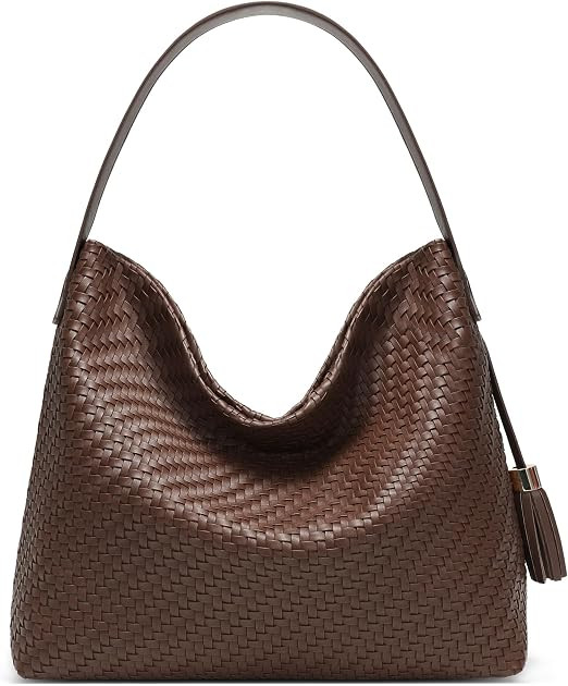 Woven Tote Bag for Women Slouchy Shoulder Bag Leather Handbags with Adjustable Straps for Everyda... | Amazon (US)