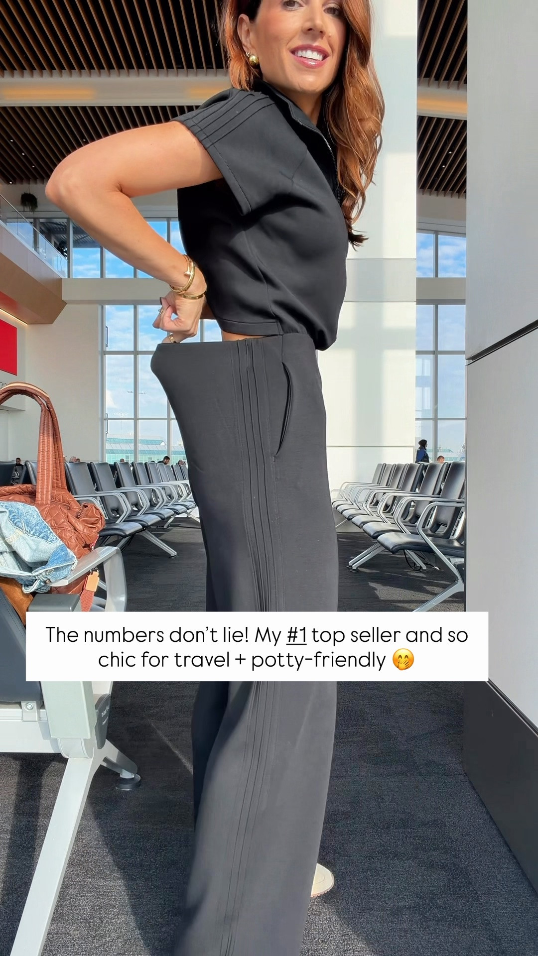 Thousands of you are NOT returning these items! Bathroom-friendly travel jumpsuit in XS petite (code LISAMARIEXSPANX on first time purchases). My travel outfit! Airport outfit. Elevated casual outfit. Comfy outfit. Mom outfit. Fall outfit. 
#LTKootd #LTKTravel

#LTKgrwm