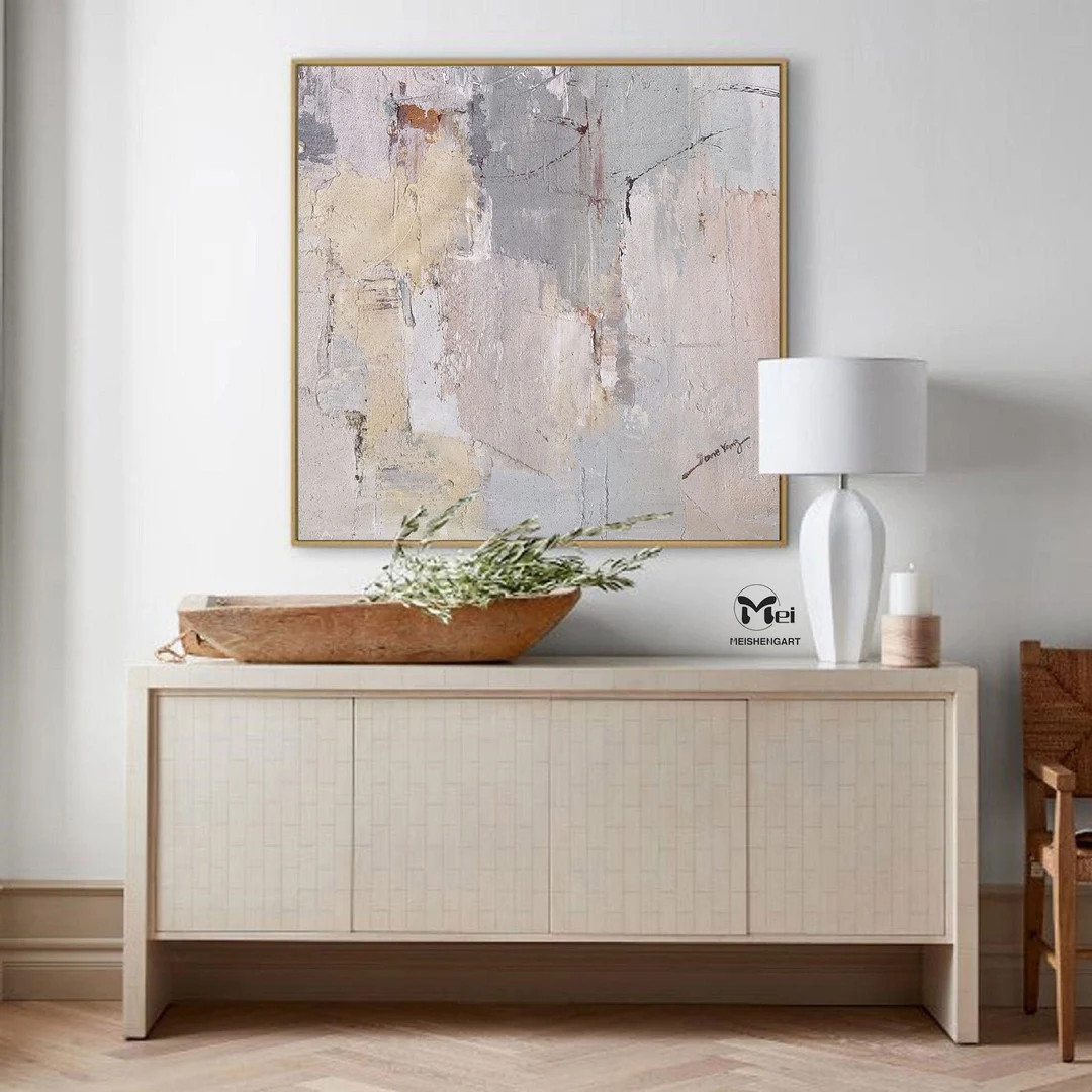 Large Original Beige Abstract Painting Beige Canvas Art Cream Painting Beige Wall Art Nordic Abst... | Etsy (US)