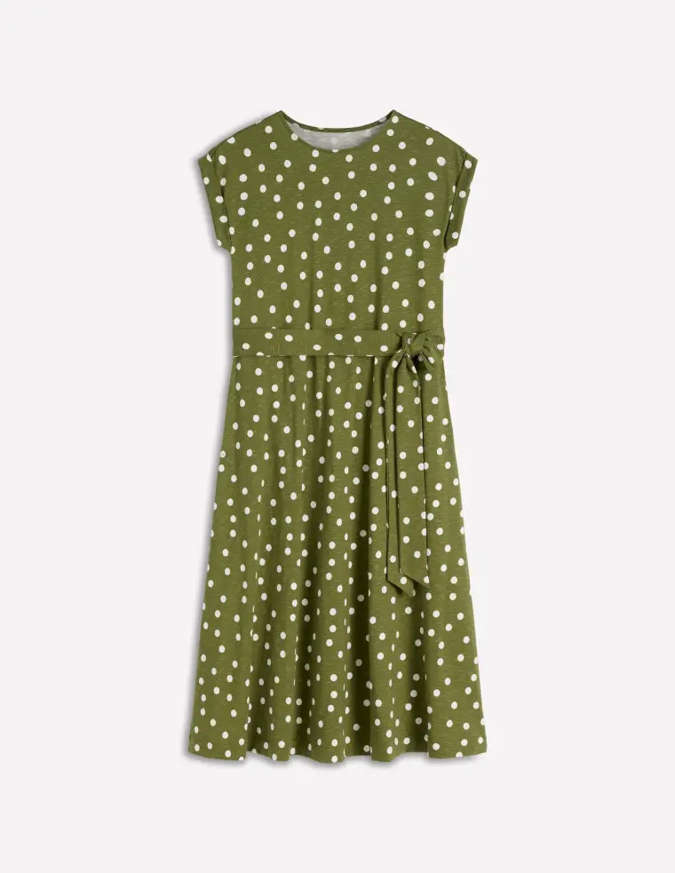 Eve Jersey Midi Dress-Olive, Painted Dot Spaced | Boden UK