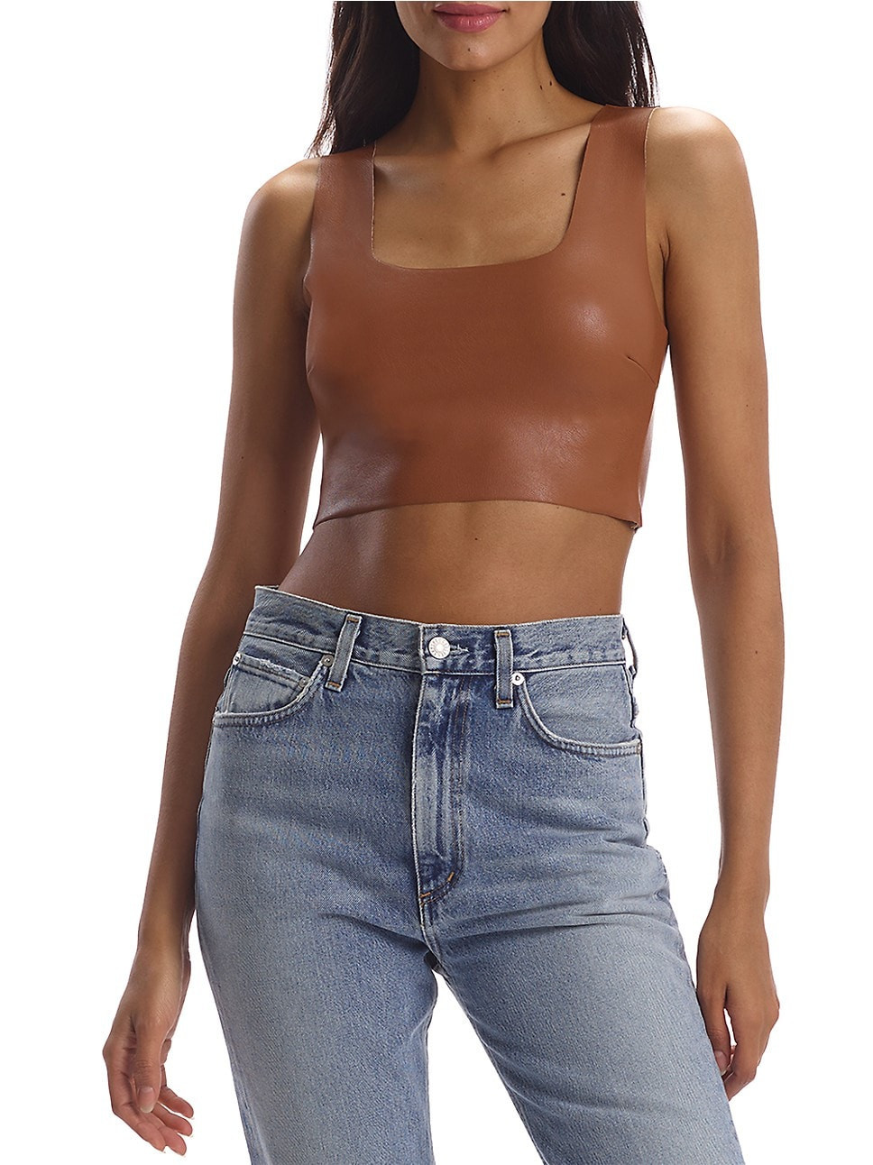 Cropped Faux Leather Top | Saks Fifth Avenue