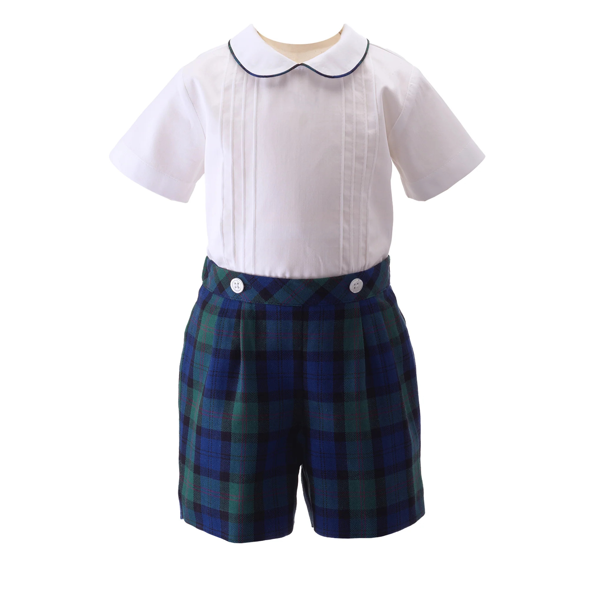 Navy Tartan Shirt and Shorts Set | Rachel Riley