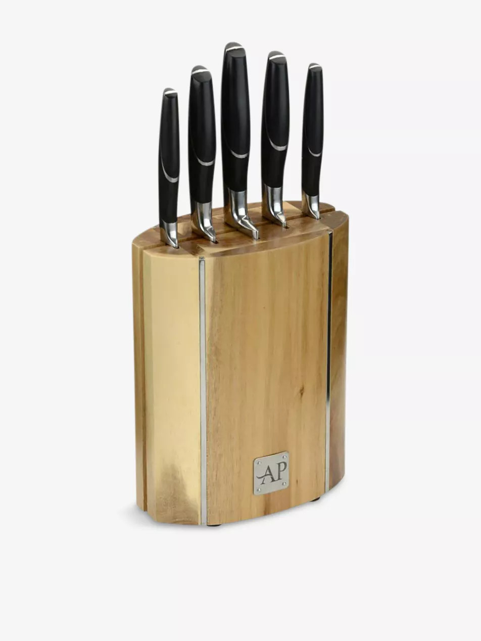 Branded 6-piece wooden knife block and knives set | Selfridges