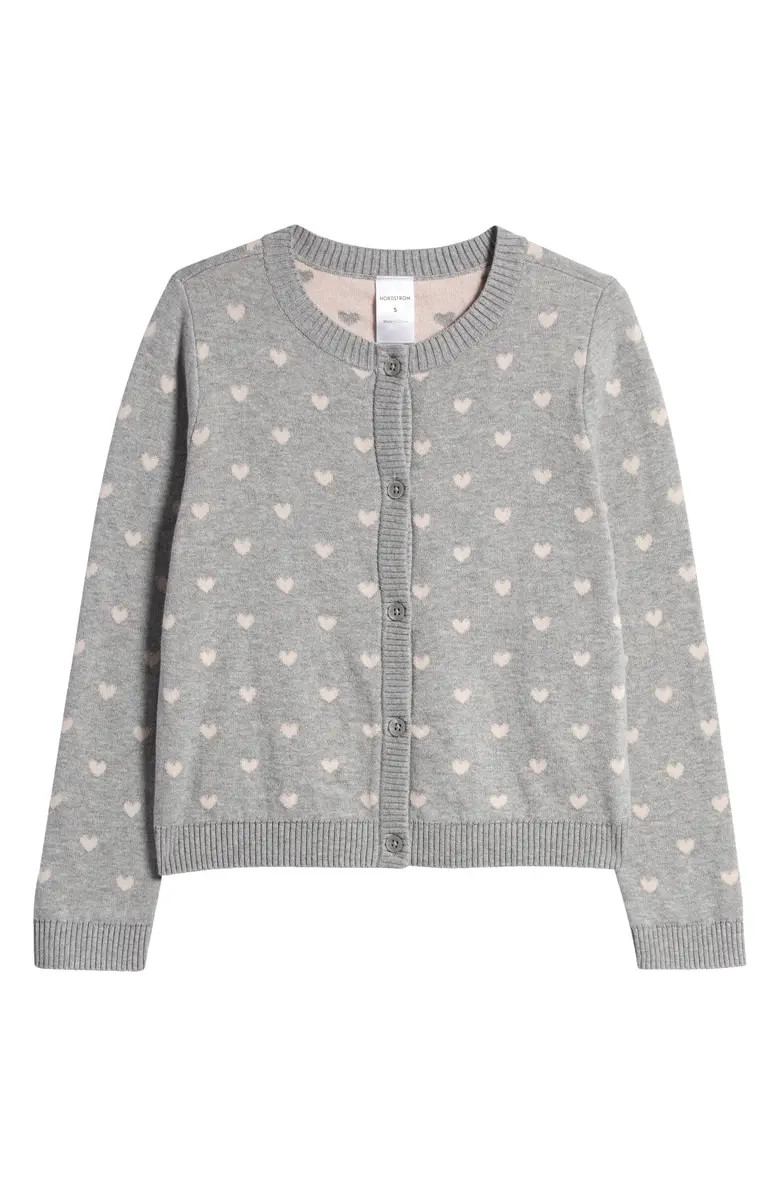 Nordstrom Kids' Heart Jacquard Cotton Cardigan | Nordstrom | Nordstrom