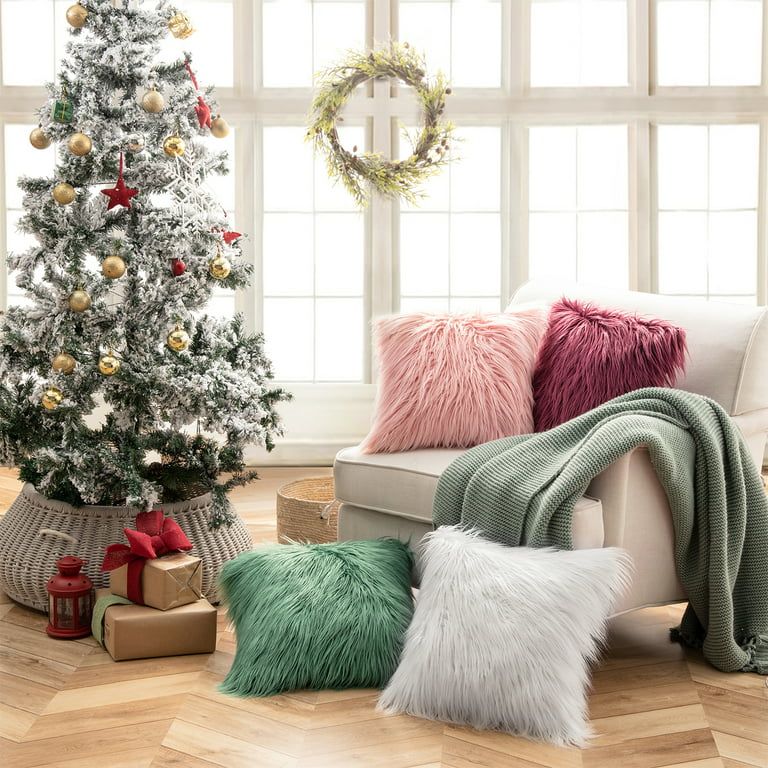 Phantoscope Luxury Mongolian Fluffy Faux Fur Series Square Decorative Throw Pillow Cusion for Cou... | Walmart (US)