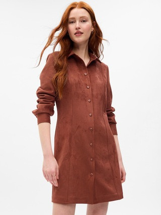 Faux-Suede Mini Shirtdress | Gap (US)