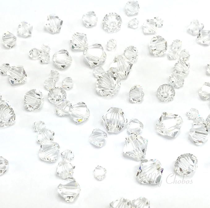 72 pcs Swarovski 5328 / 5301 Mixed Sizes in 3mm 4mm 5mm 6mm Xilion Bicone Beads clear CRYSTAL (00... | Amazon (US)