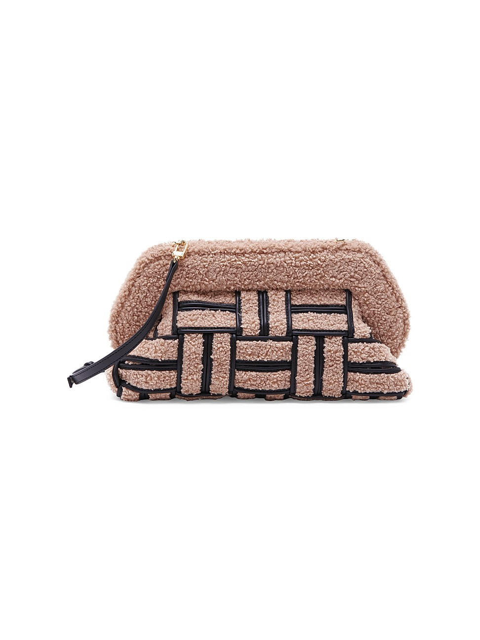 Women's Bio Woven Vegan Shearling Clutch - Almond Black | Saks Fifth Avenue