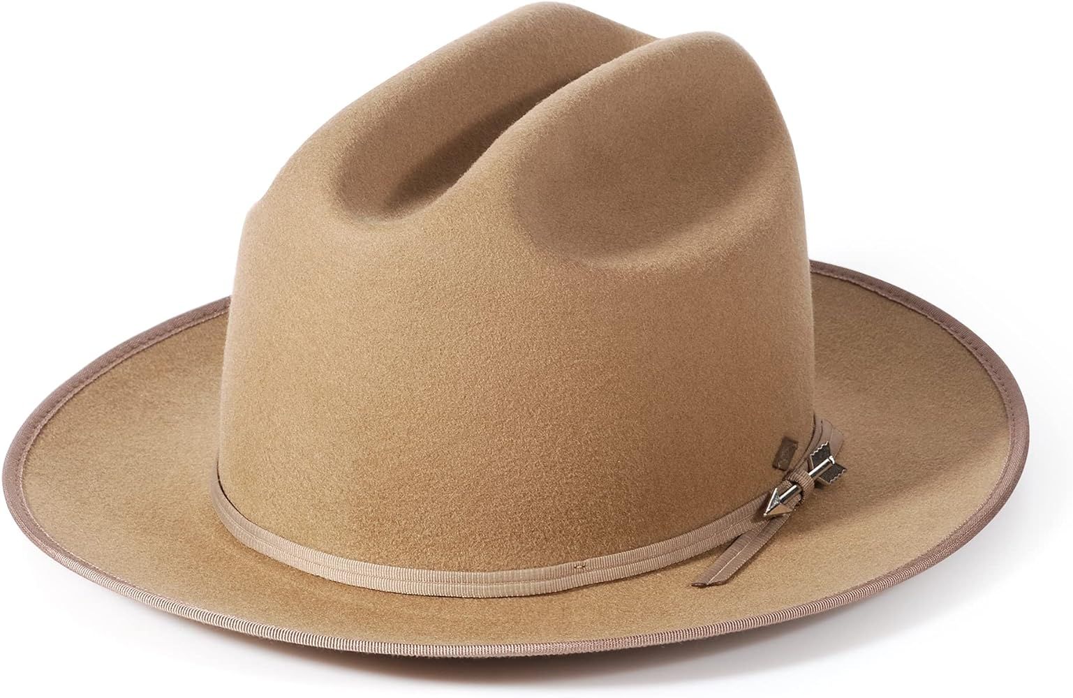 MIX BROWN Wool Felt Fedora Hat Open Road Hat Vintage Wide Brim Panama Hats for Unisex | Amazon (US)