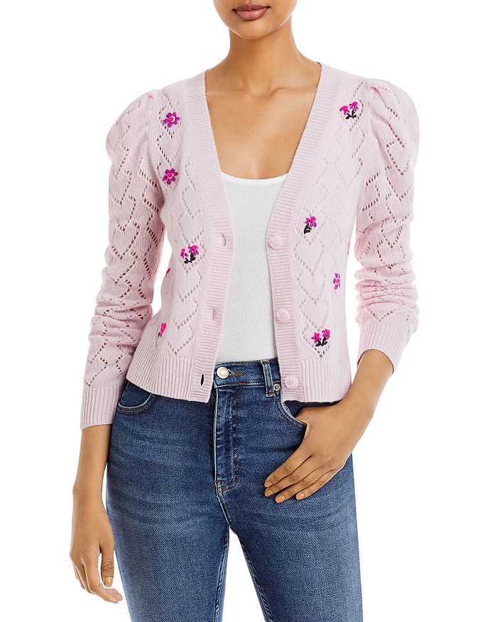 Embroidered Pointelle Cashmere Cardigan - 100% Exclusive | Bloomingdale's (US)
