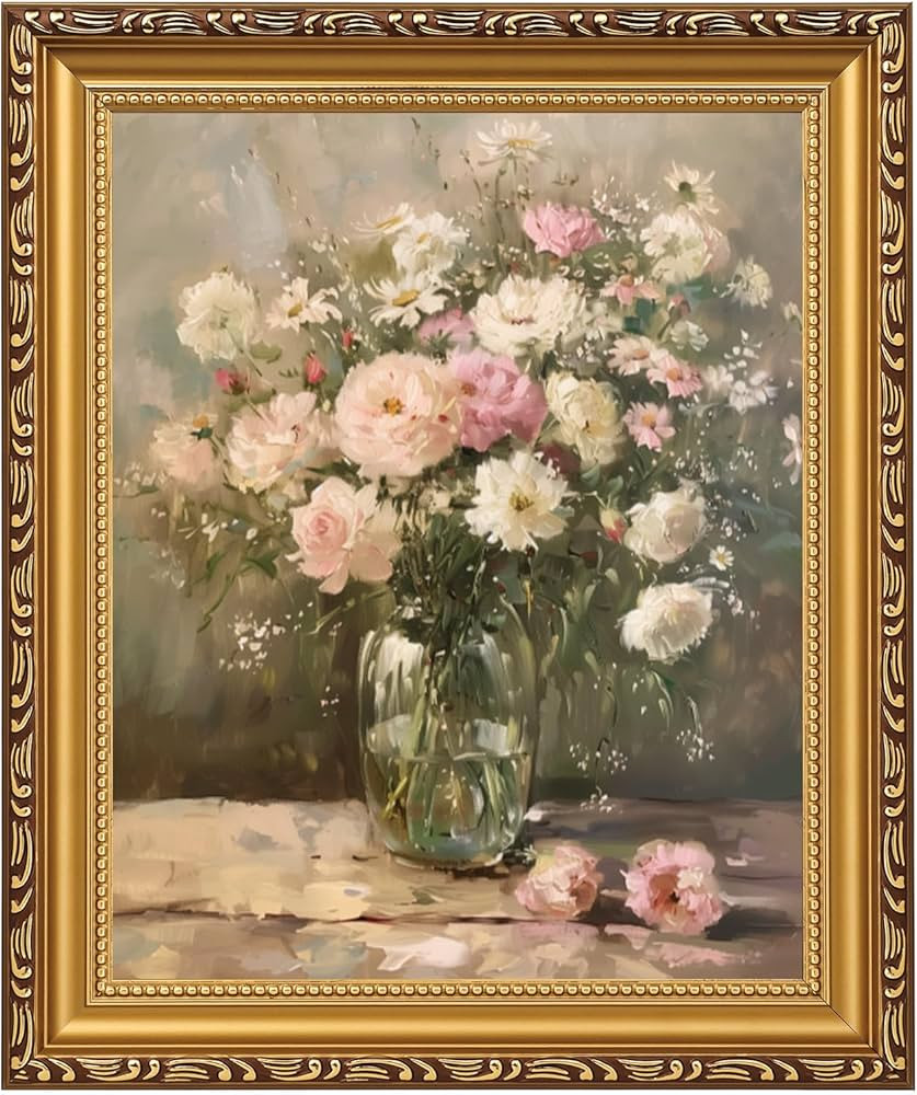 MIEVU Gold Vintage Framed Wall Art - Canvas Wall Art Prints for Living Room Decor Bedroom Home Ba... | Amazon (US)