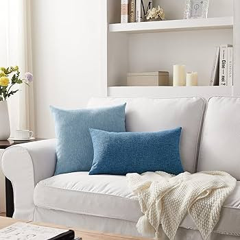 Meekio Set of 2 Light Blue Pillow Covers 18 x 18 Inch Farmhouse Boho Decorative Throw Pillow Cove... | Amazon (US)