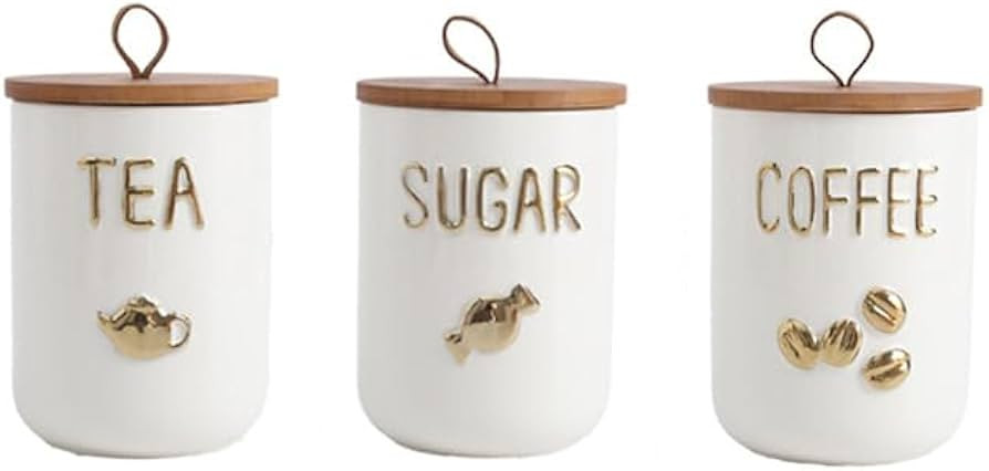 Comeon Ceramic Canister Set with Airtight Seal Bamboo Lid Silicone, 27oz Food Storage Jars for Co... | Amazon (US)