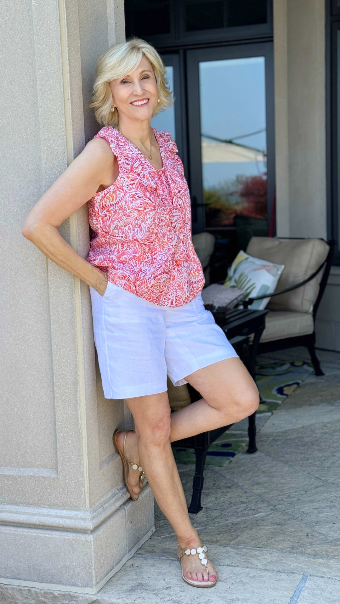 Nothing says summer quite like linen. ❤️🤍

I love an outfit that feels as comfortable as it looks polished, and this one from Talbots ticks all the boxes. The crisp white linen shorts paired with the beautiful red patterned linen top are such a fresh combination, and the sandals keep the whole look relaxed and easy.

It’s the kind of outfit I’d reach for on a warm day when I want to feel put together without overthinking it—whether that’s for lunch with friends, sightseeing on holiday, or simply enjoying a sunny afternoon.

Sometimes the simplest outfits really are the ones you wear on repeat.

#LTKSeasonal #LTKOver40 #LTKootd