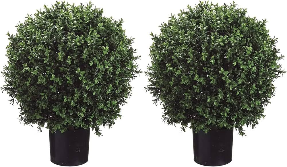 Silk Tree Warehouse Company Inc Two 2 Foot Outdoor Artificial Boxwood Ball Topiary Bushes Potted ... | Amazon (US)