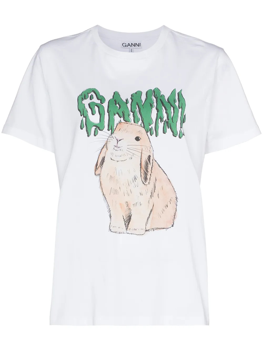 The DetailsConsciousGANNIRabbit logo T-shirtFluffy, sweet and organic cotton can never be a bad t... | Farfetch Global