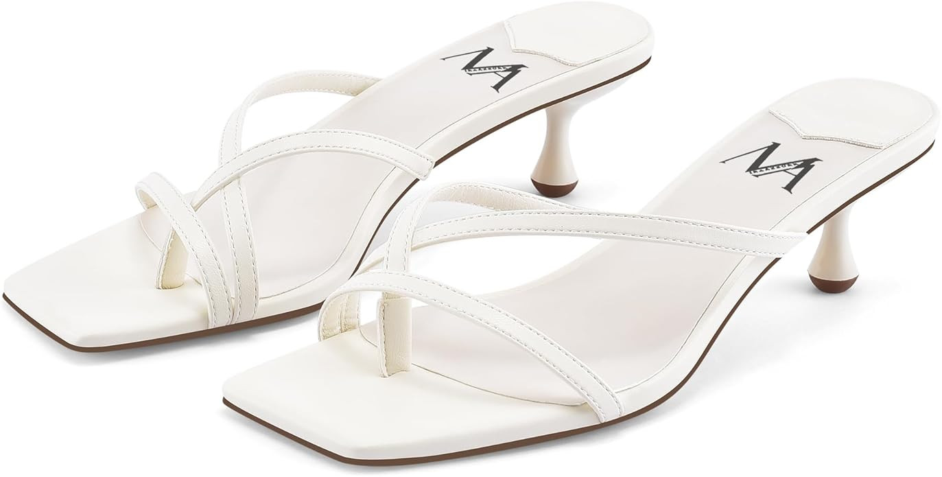 MIRAAZZURRA Kitten Heels for Women Flip Flop Thong Heel Square Open Toe Low Heel Slip On Slides f... | Amazon (US)