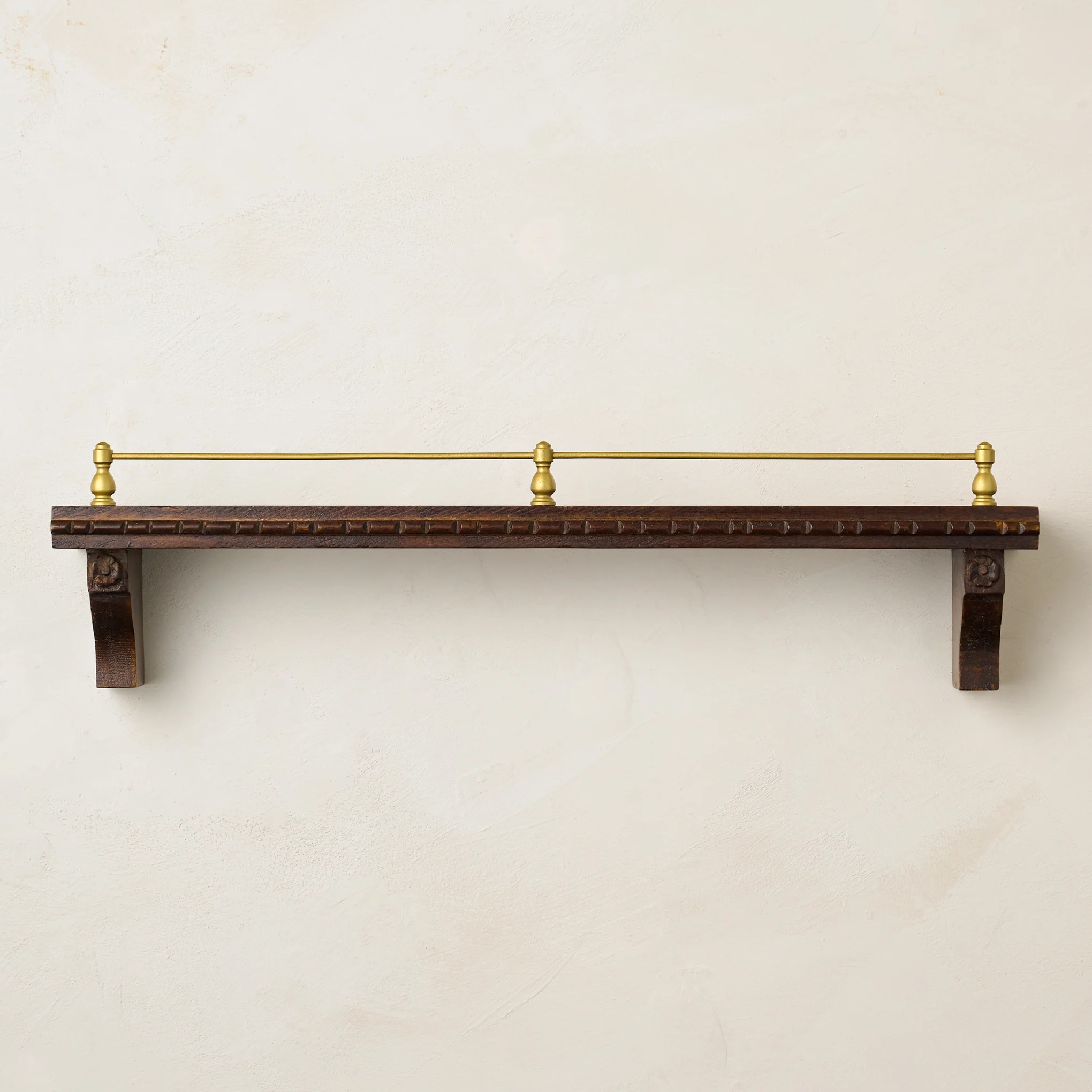 Gloria Carved Wood and Brass Picture Ledge | Magnolia