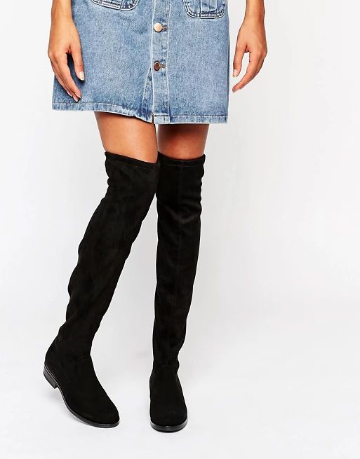 Dune Taliah Suede Flat Over The Knee Boots | ASOS US
