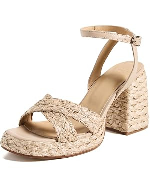 Castañer Women's Valeriette Raffia Heeled Sandals | Amazon (US)