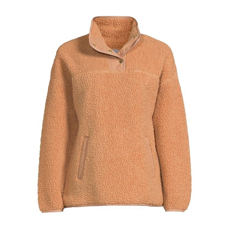 Time and Tru Women's and Plus Quarter Snap Faux Sherpa Jacket | Walmart (US)