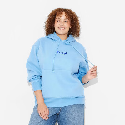 Adult Poppi Future of Soda Graphic Hoodie Sweatshirt - Blue 3X: Cotton-Polyester Blend, Kangaroo Pocket | Target