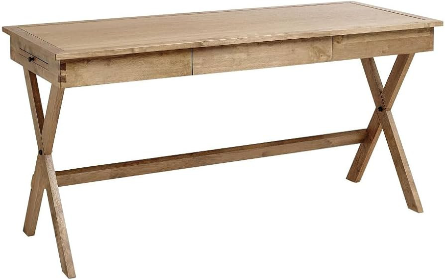 Light Walnut Campaign Desk, at Home in Farmhouse, Boho and Contemporary Spaces, Small Office Desk, entryway Table or Buffet, 2 pullout Trays, 1 Drawer. | Amazon (US)