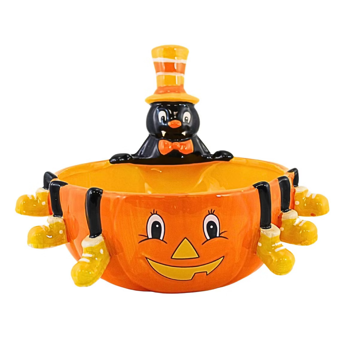 Transpac 7.25 In Spider & Pumpkin Candy Bowl Halloween Seasonal Tabletop , Fangs Entertaining (1P... | Target