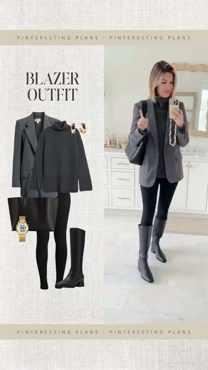 How to wear leggings in 2025 in your 40’s and beyond!  With long coats or blazers.   I am wearing smalls. I am 5’11”.  Sized up .5 in the knee high boots to have room for warm socks.  

#LTKootd #LTKTall #LTKOver40