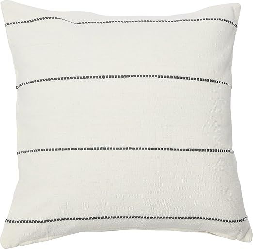 Creative Co-Op 20" Square Interwoven Striped Cotton Pillow Decorative Pillow Cover, 20" x 20", Wh... | Amazon (US)