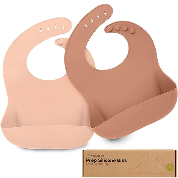 KeaBabies 2-Pack Silicone Baby Bibs for Eating - Sturdy Food-Grade Silicone Bibs for Babies Girl,... | Amazon (US)